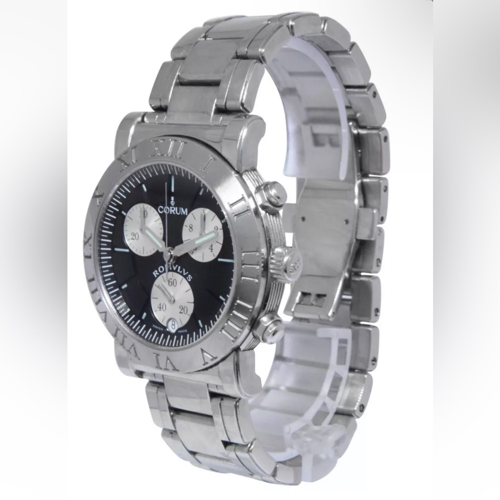 RARE BLACK DIAL Corum Romulus 396.701.20 Chronograph 40MM Watch